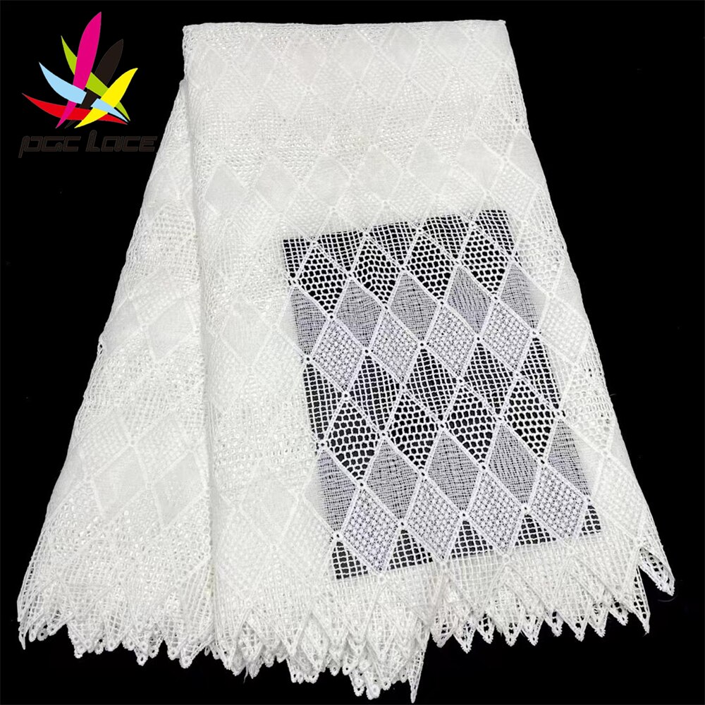 Pgc Wit Afrikaanse Melk Zijde Koord Kant Stof 2022 Kant Nigeriaanse Franse Kant Stof Voor Trouwjurk Naaien LY517-6: 4african lace fabric