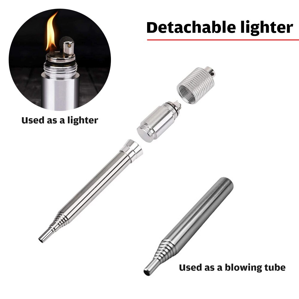 Soplador del fuego portátil de acero inoxidable, tubo retráctil para pesca, Picnic, barbacoa, accesorios, herramienta para fuego