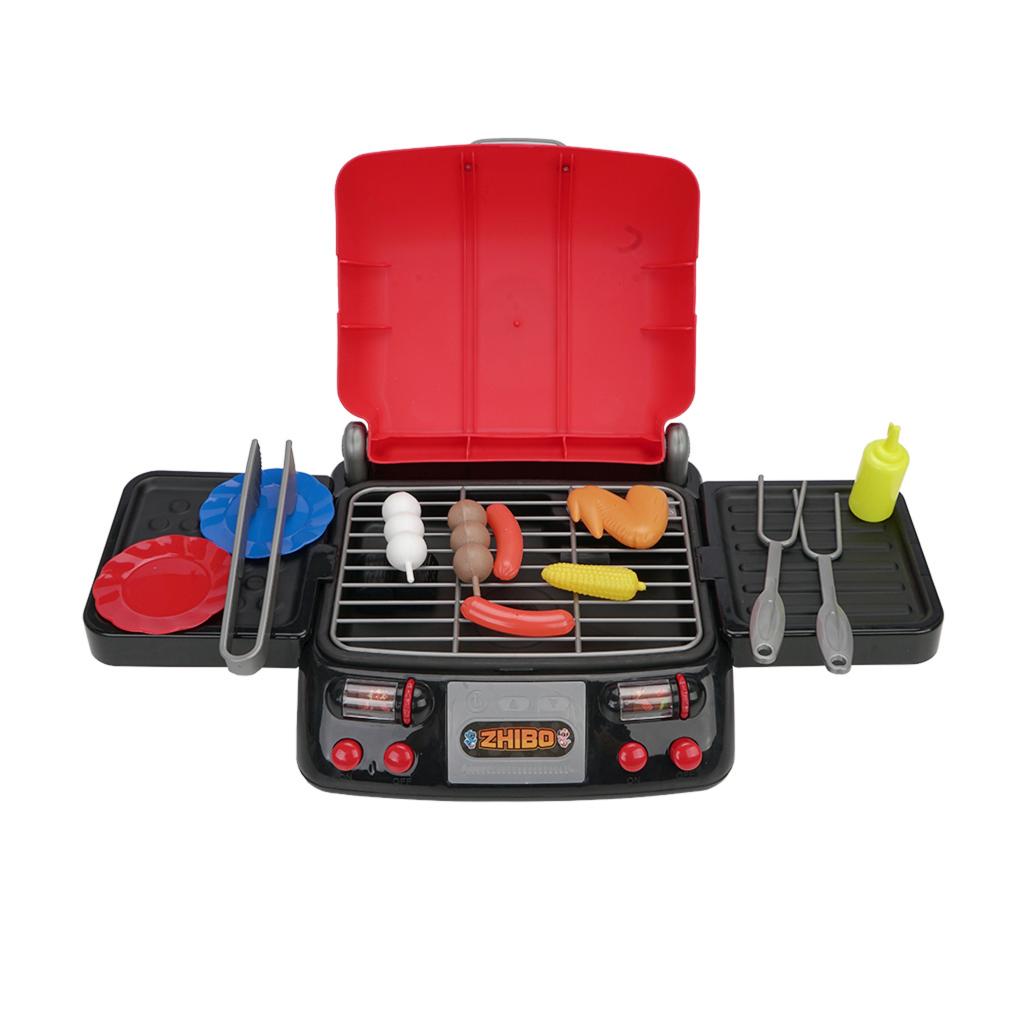 Enfant enfant Simulation Mini Barbecue électrique gril Gadget nourriture jouet: Rouge