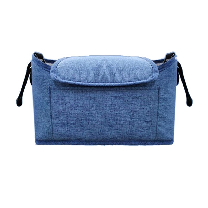 Multi-pocket Baby Stroller Organizer Bag Waterproof Baby Stuff Nappy Cup Holder Carriage Pram Cart Bottle Bag: Blue