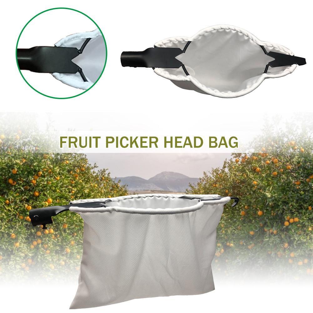 Metal Fruit Picker Convenient Fabric Orchard Gardening Apple Peach High Tree Picking Basket Bag Portable Fruits Catcher: White