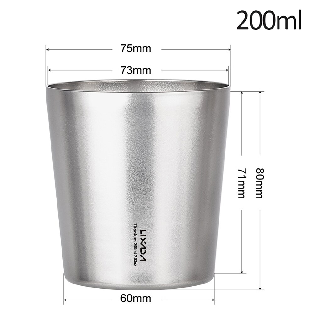 Lixada 200/120Ml Titanium Cup Double Wall Titanium Bier Kopje Water Cup Thee Mok Voor Outdoor Camping Wandelen backpacken Reizen