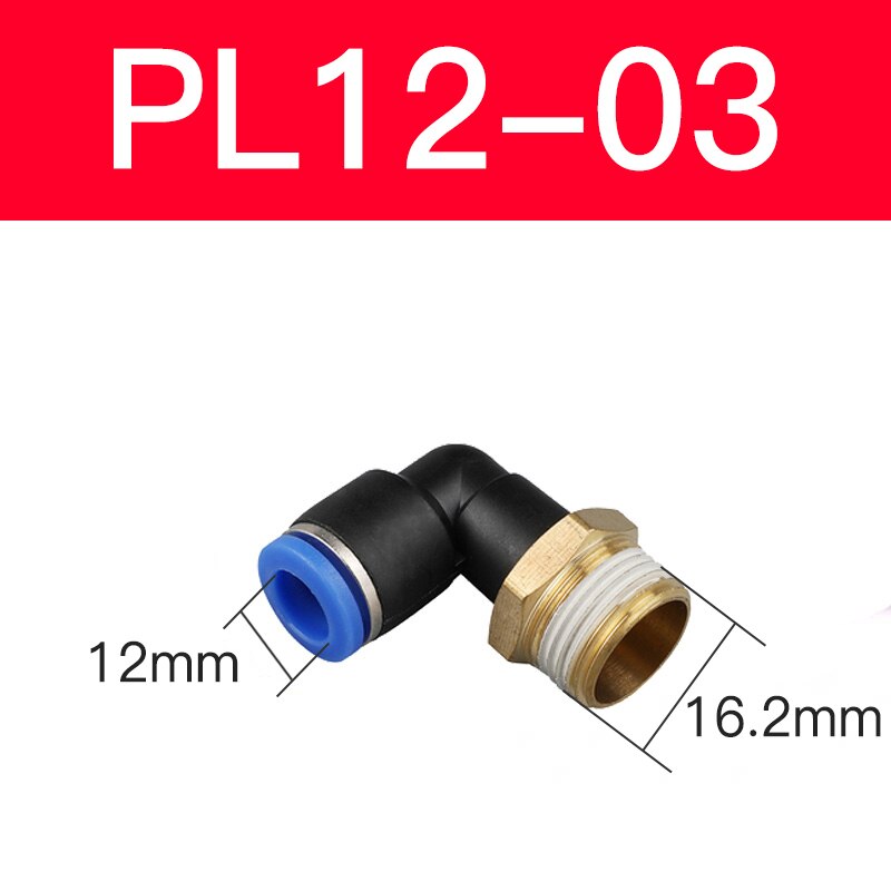 Pl Elleboog Pneumatische Montage 1/4 3/8 1/2 1/8 Bsp Buitendraad Air Quick Connector L Shape Push In Slang Od 6Mm 8Mm 10Mm 12Mm: Rose Rood