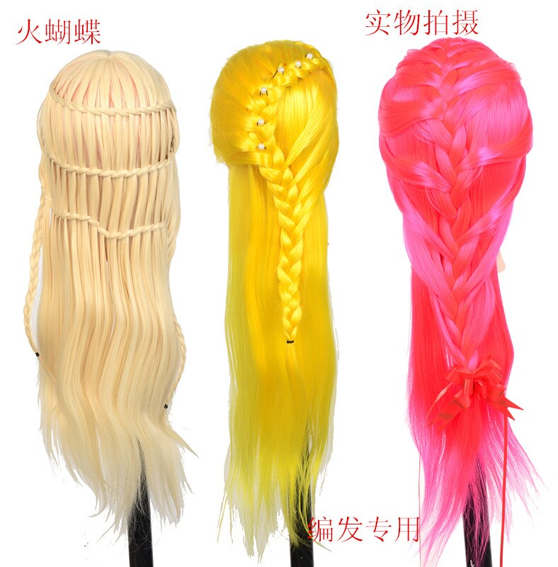 20" Blue Hair Mannequin Head For Wigs With Stand Female Wig Hairdress Doll Cosmetology Training Hairdressers Hair Model