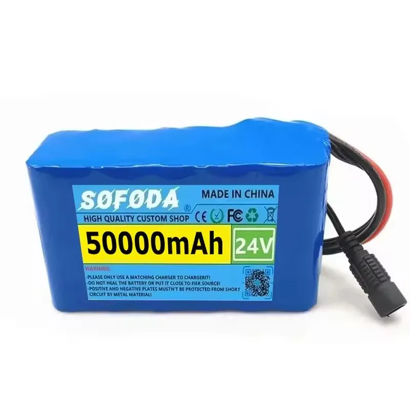 24V 50Ah 18650 Lithium Battery Pack - 6S2P 50000mAh Rechargeable Li-ion Battery with Fast Charger, Safe & Durable