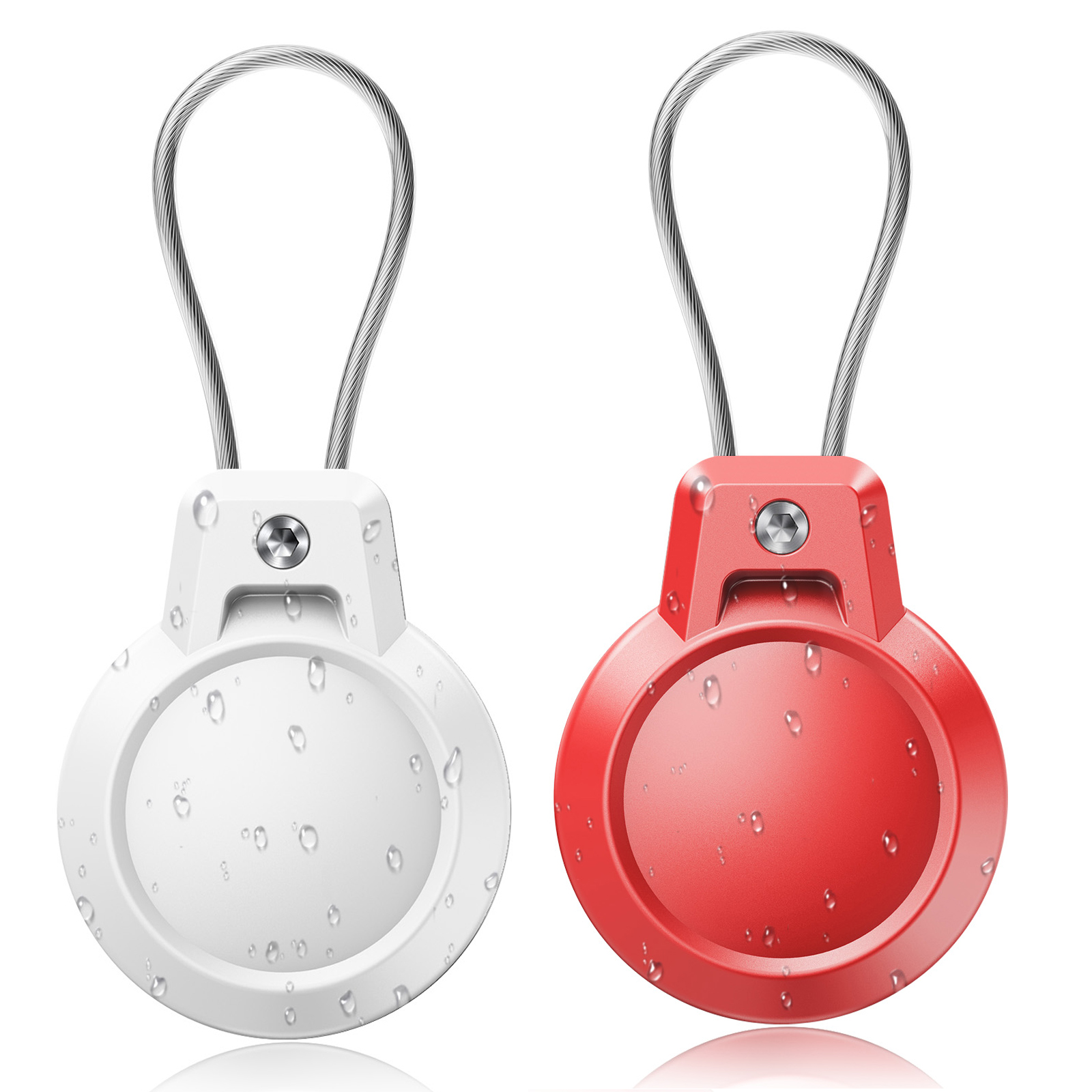 Gitfos vandtæt etui til apple airtag-holder 360 grader robust beskyttelsescover airtags nøgleringsholdere til bagage rygsæk: Lyserød