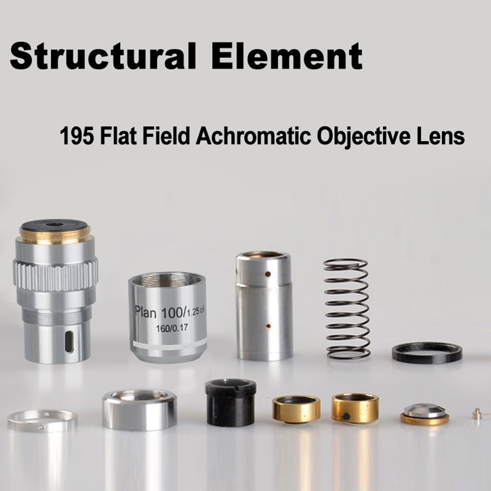 Microscope Objective lens 195 Flat-field / Semi-flat Field Achromatic Objective Lens 4x 10x 20x 40x 60x 100x Can be Choose