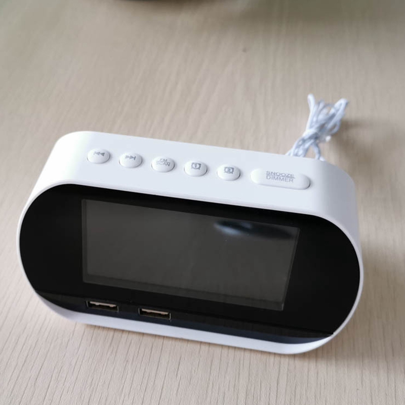 Budziki robić sypialni, radiobudzik cyfrowy doprowadziło z radiem fm, dwa porty usb robić ładowania, ściemniacz, drzemka, regulator czasowy snu,