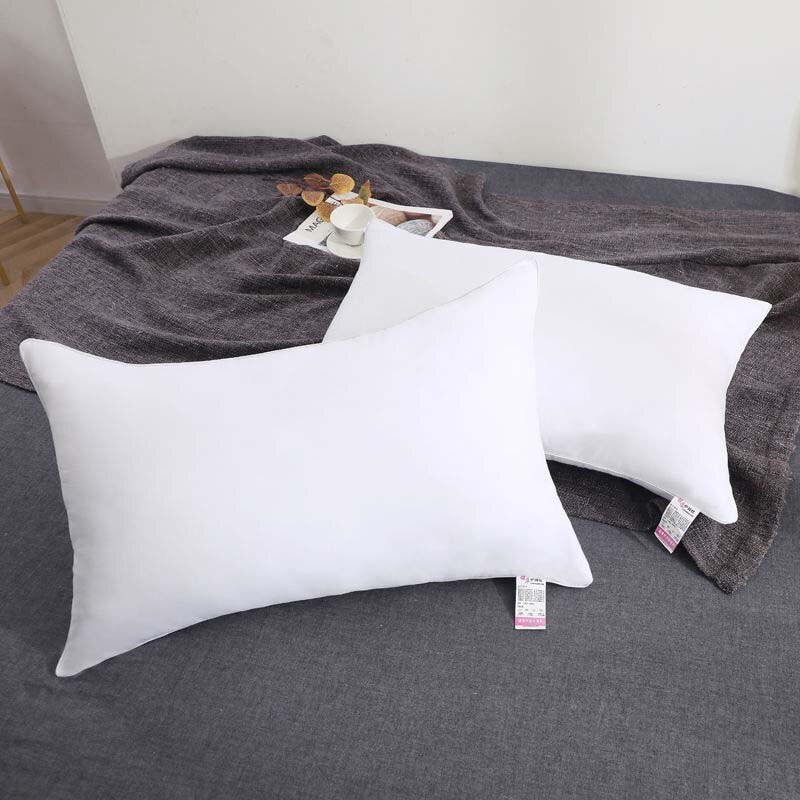Oreiller de lit en duvet de plumes, pour dormir, hôtel, blanc, housse en coton, respirant, doux pour la peau, pour le cou, lavable en Machine, 1 pièce: white / Middle pillow