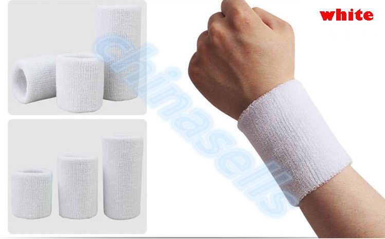 50pcs Sports Sweatband Cotton 8*8cm Terry Cloth Wrist Sweat Bands Tennis Fitness Basketball Wristband Wrist Support Protector: White