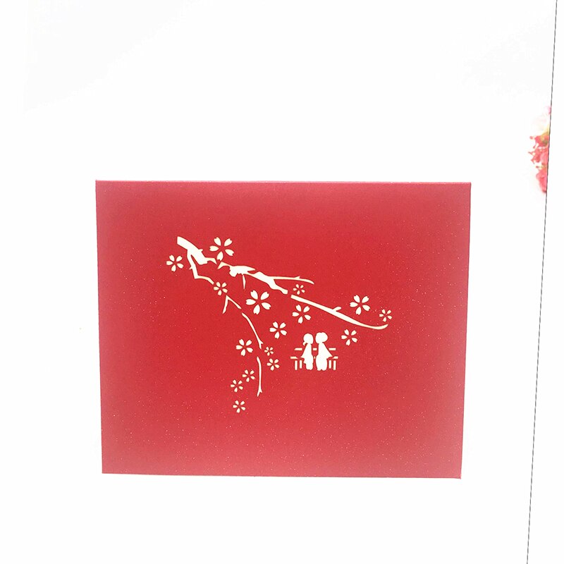 1 stücke Kirschblüte Liebhaber 3D Pop hoch Grußkarten Mit Umschläge Postkarte für Valentins Schild Geburtstag Party Hochzeit Dekoration