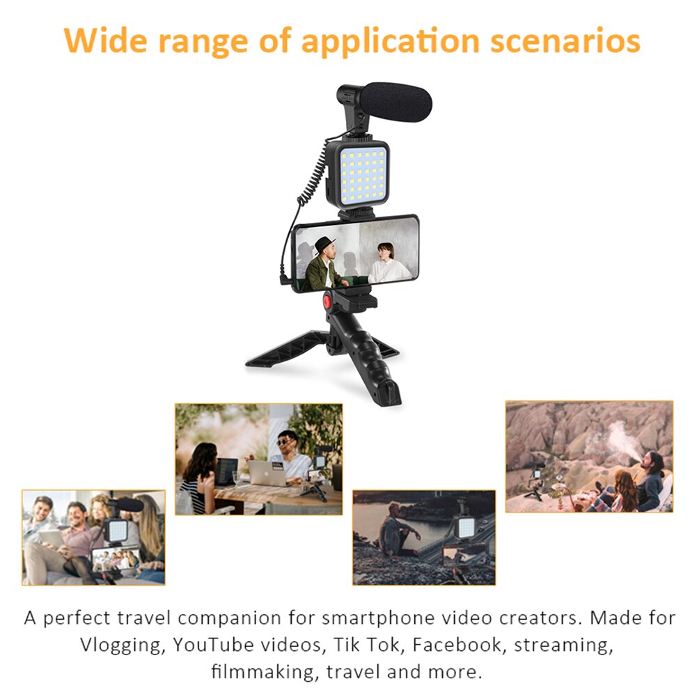 Tripod Holder for Vlogging Photography Smartphone Video Kit Microphone LED Light Recording Handle Stabilizer Bracket