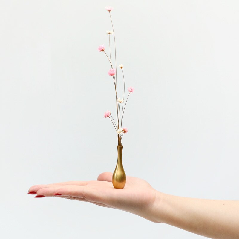 Tiny Pure Copper Flower Vase Decorative Mini Metal Artificial Flower Vase
