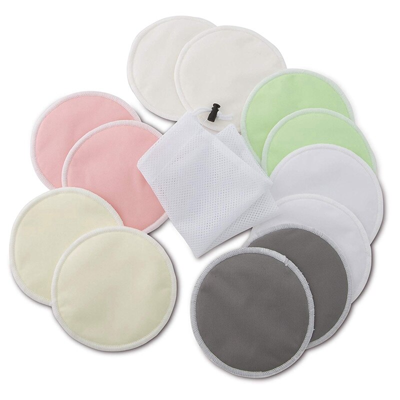 Almohadillas de lactancia de bambú orgánico (paquete de 12) con bolsa de lavandería adicional, cojín de lactancia lavable, supersuave, reutilizable e hipoalergénico