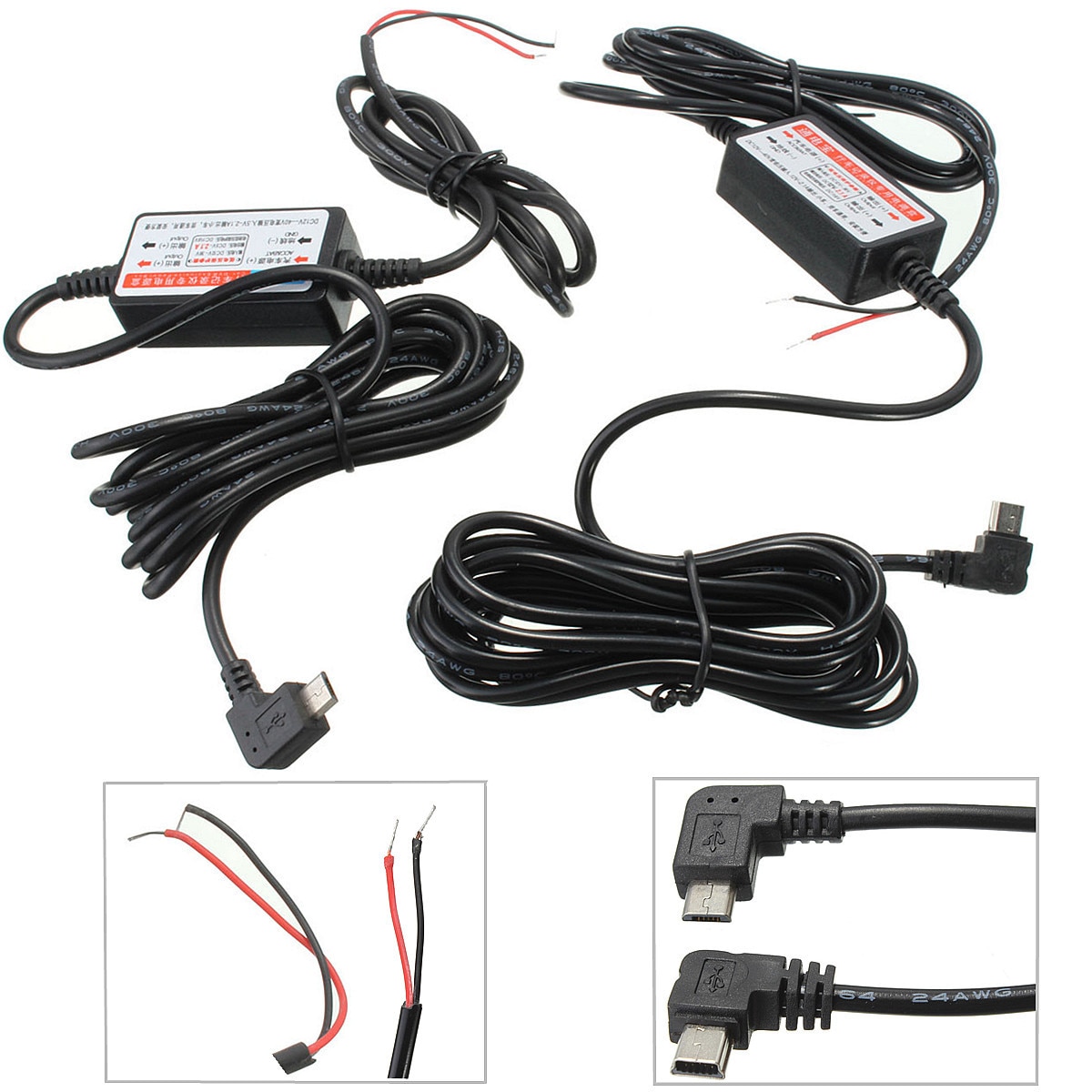 Dc 5V 2A Mini / Micro Usb-poort Draad Kabel Car Charger Kit Voor Camera Recorder Dvr Exclusieve Power supply Box Buck Lijn Kit