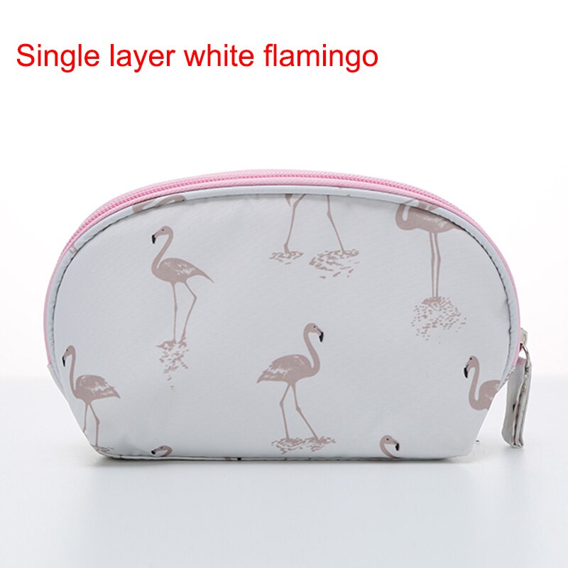 Makeup taske kvinde flamingo kosmetik taske bærbar vandtæt dobbeltlag rejse makeup pose poser arrangør skønhed sag: Enkelt lag