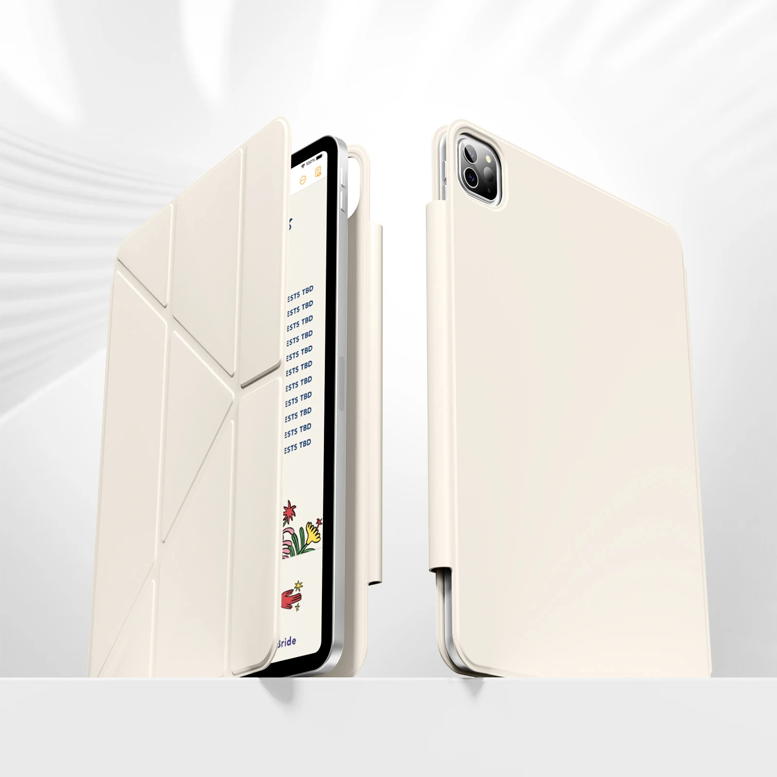 Magnetic for iPad Pro 11 13 inch, Pro 12.9 Air 11 Air4/5 10.9 With Magnetic Detachable Y-Shaped Folding Cover: seventeen / WHITE