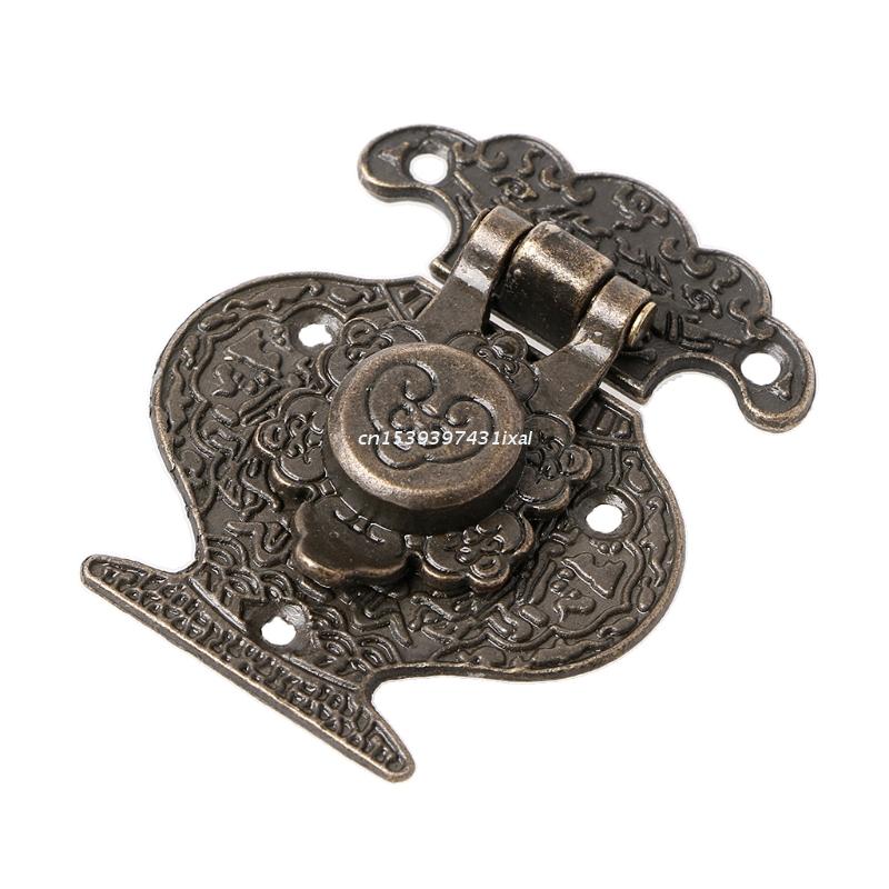 Antique Bronze Hasp Latch Jewelry Wooden Box Mini Cabinet Buckle Lock Decorative
