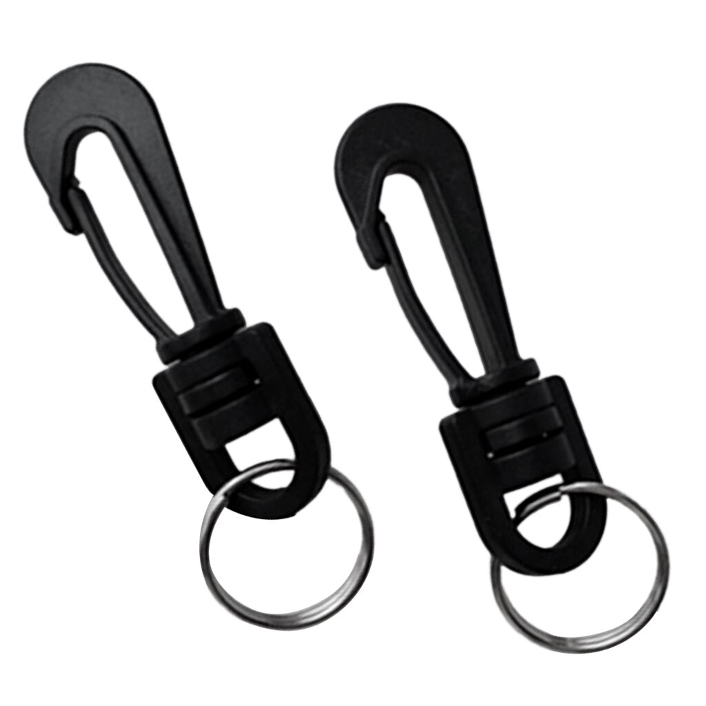 2 Pieces Black Plastic Swivel with Spring Clip with Snap Hooks