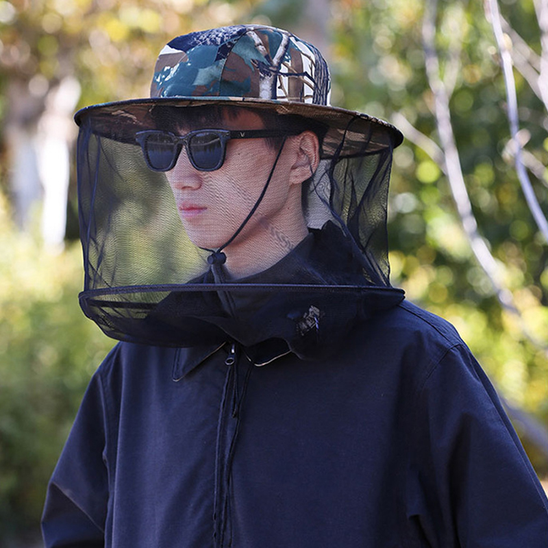 Gorro de pesca de malla para hombre y mujer, gorro para guardar abejas con mosquitera, previene el sol, UV, sombrilla para exteriores, cubre la cabeza para caminar
