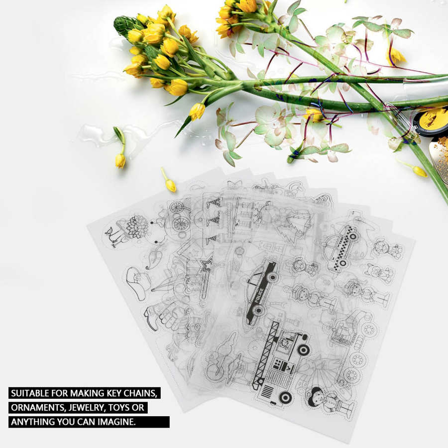 Plastic Heat Shrink Sheet Shrinkable Paper Sheet DIY Handmade Heat Shrinkable Sheet Hairpin Flower Hanging Craft Tool