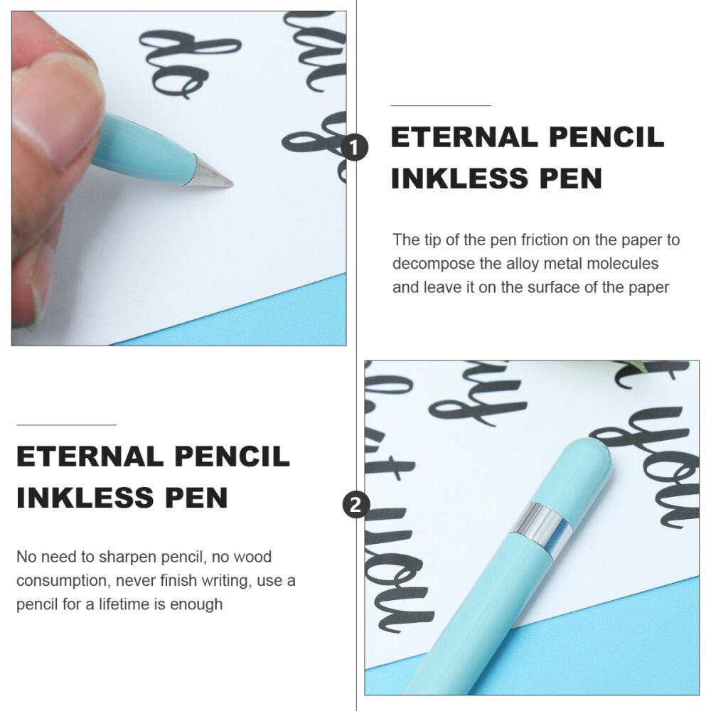 1pc Eternal Pencil Inkless Pen Everlasting Pencil Infinite Write for School Supplies (Light Green)