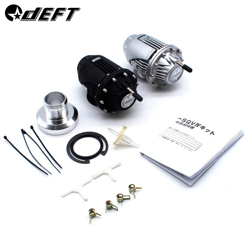 DEFT Universal SQV Bov Turbo Válvula de soplado Bov con brida adaptador IV 4 negro/plata EP-SQV4 carrera de coches válvula de soplado