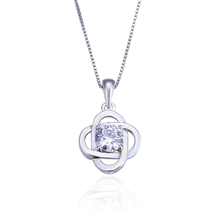 JRSIAL Einfache Süße Schlüsselbein Kette Anhänger S925 Sterling Silber mit Zirkon Kreative Glück Clover Anhänger JRP0031: Default Title