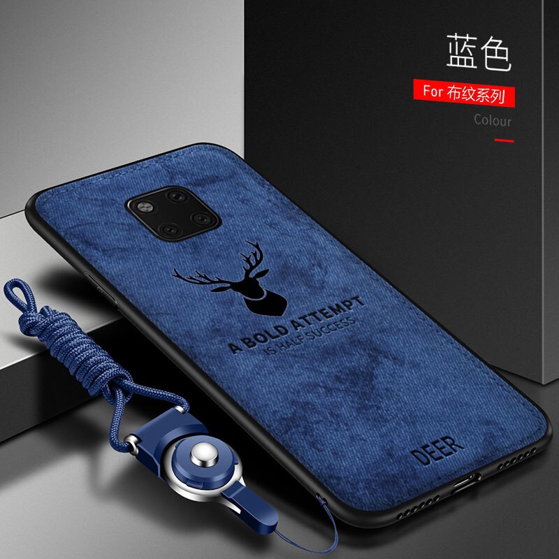 For Huawei Mate 20 30 Pro Case Soft Silicone+Hard fabric Deer Slim Protective Back Cover Case for huawei mate 20 lite 20X shell: Denim / black