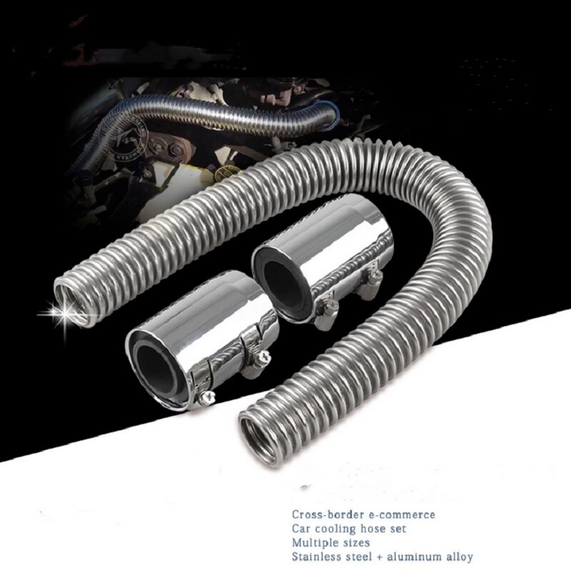 24 "fleksibelt rustfrit stål universal radiator kølevæske vandslangesæt m / kromkapper  v8