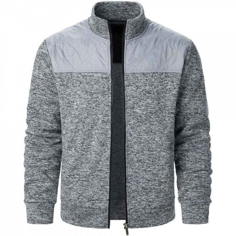 Veste zippée à col montant patchwork pour hommes, cardigan ajusté, sweat-shirt Sportedly Casual, manteau d'automne: XXXL / Bleu