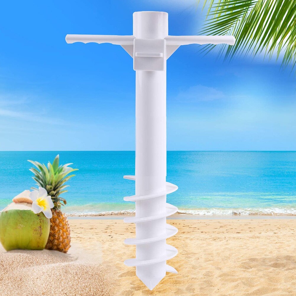 Soporte portátil para sombrilla de arena y jardín, soporte para sombrilla de playa de exterior con punta de rosca de 5 niveles, sombrilla de engranajes de lluvia ABS