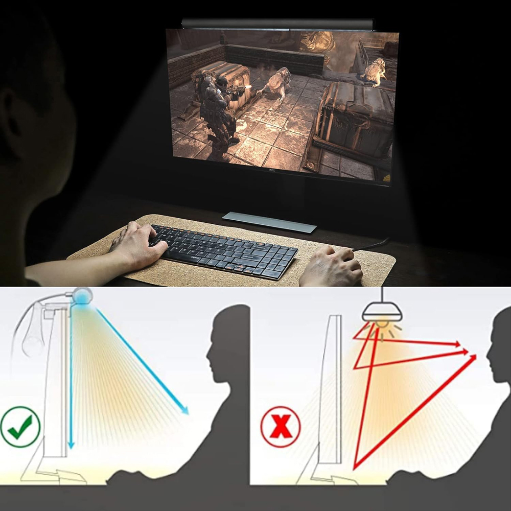 Luce a Clip per schermo del Computer luce asimmetrica per dormitorio protezione per gli occhi Computer Desktop Monitor per Laptop schermo a sospensione