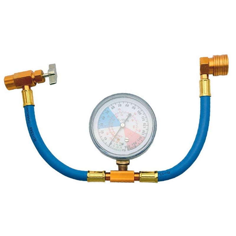 R134A AC Refrigerant Recharge Hose Kit with Measuring Pressure Gauge and 1/2 Inch Can Opener Tap Dispensing Valve Fit: Default Title