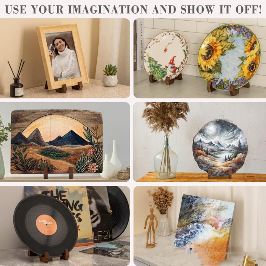 Tre tallerkenholder utstillingsstativ fotorammestativ oppskriftsbok platehylle borddekorasjon dekorativ bildehylle hjemdekorasjon