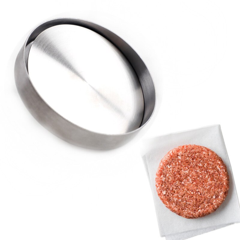 1 pc 9.5cm rostfritt stål fylld hamburgerpress aluminium hamburgerbiffmaskin perfekt hamburgerform perfekt för bbq