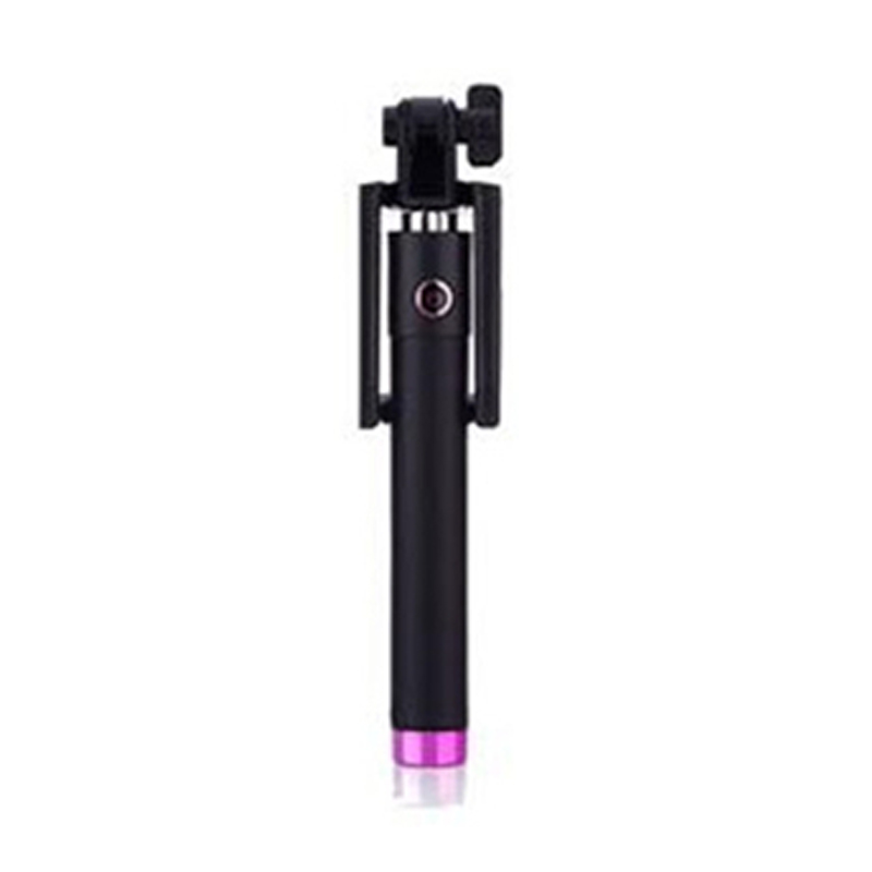 Monopod Selfie Stick For iPhone 13 12 11 Pro Max Mini Wired Selfiestick For i Phone 8 7 + SE X XS XR Selfie Sticks Handheld: Rose Red