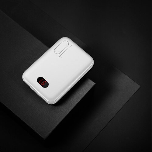 USAMS Power Bank for xiaomi mi iPhone Mini Pover Bank 10000mAh LED Display Powerbank External Battery Poverbank Fast charging: White with Led