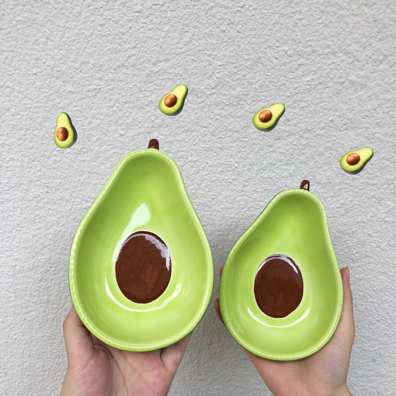 1 stk kæmpe sød avocado form keramisk frugtsalat tallerken snack skål ris suppe skål bordservice forsyninger 6.5 tommer wf