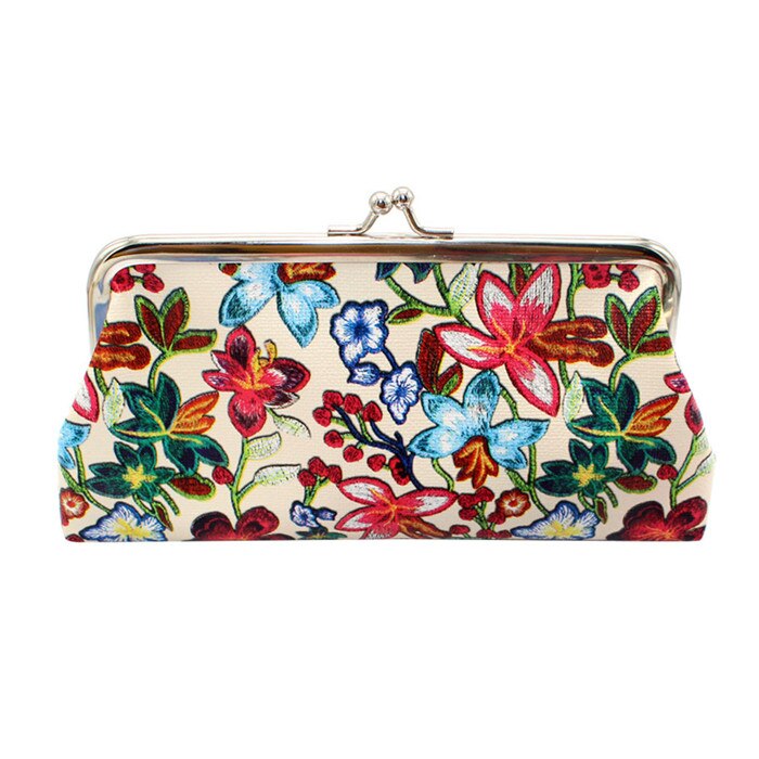 Women Retro Printing Flower PU Leather Solid Wallets Female Coin Purse Card Holders Handbag Hasp Long Wallet Handbag A10 AP16: A