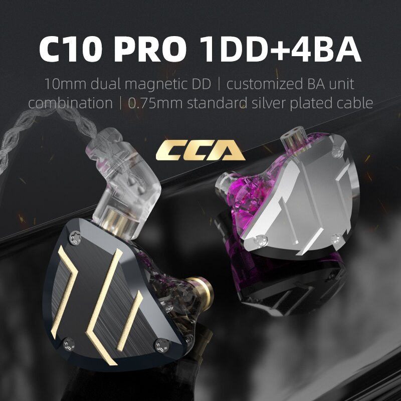Cca C10 Pro 1DD + 4BA Hybrid Drivers In Ear Oortelefoon Hifi Monitoring Oortelefoon Headset Met 2Pin Connector Cca C12 c16 CA16 Zsx Zsn