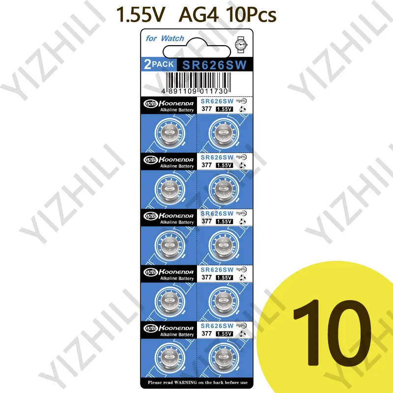 1.55V AG4 LR66 377 LR626 L626F SR626SW 377A 100% oryginalny przycisk baterii do zegarka elektroniczny zegar ruch prezenty: YELLOW