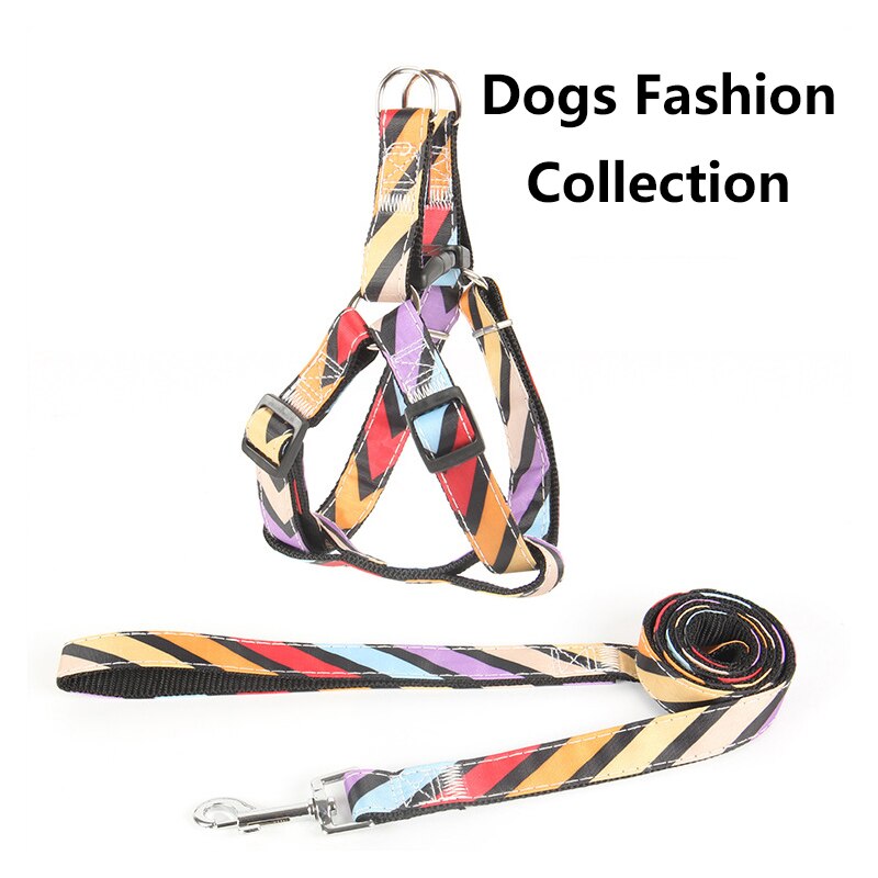 Printing Dogs Cat Harness And Leash Set Puppy Dog Chain Collar Belt Strap Pets Accessories Yorkshire Terrier Perros Productos