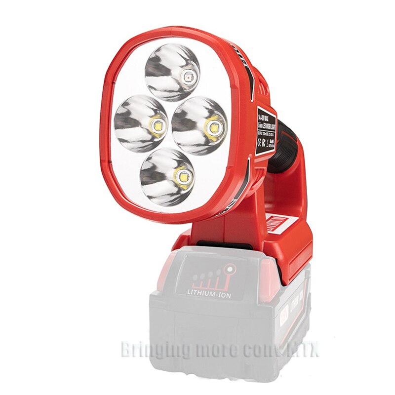 12W Led Lamp Werk Licht Zaklamp Werk Voor Milwaukee 18V M18 Li-Ion Batterij, met 4LED Lichten Outdoor Verlichting