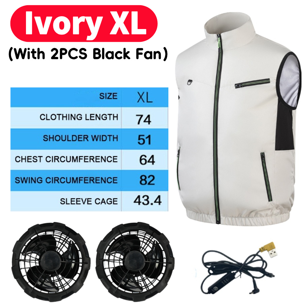 Koelvest met ventilator, ijsventilator, 3 standen, usb, hittebestendig, airconditioning, koelvest voor wandelen, werk in hoge weersomstandigheden, visvest: Champagne