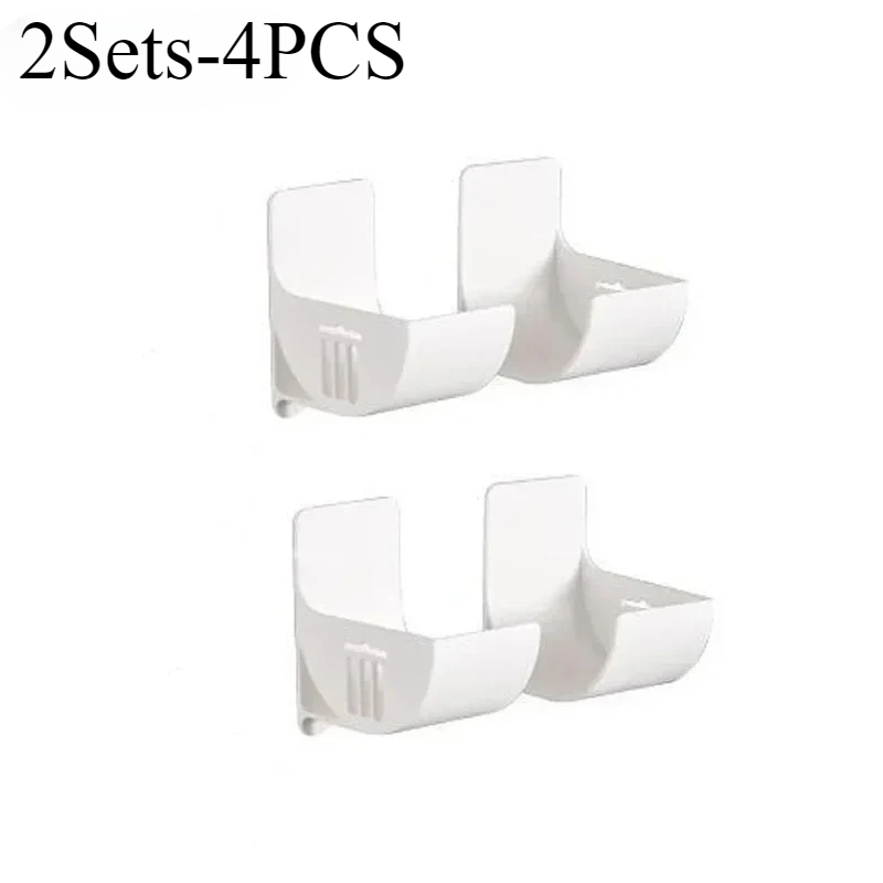 16PCSWall Mounted Non-Punch Storage Tray Kitchen Shelf Plastic Wrap Garbage Bag Refrigerator Side Bathroom Bedroom Storage Shelf: Light Grey
