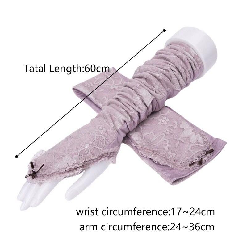 Summer Women Long Lace Fingerless Gloves Girls Sun Protection Floral Arm Sleeve Thin Cooling Driving Cycling Gloves