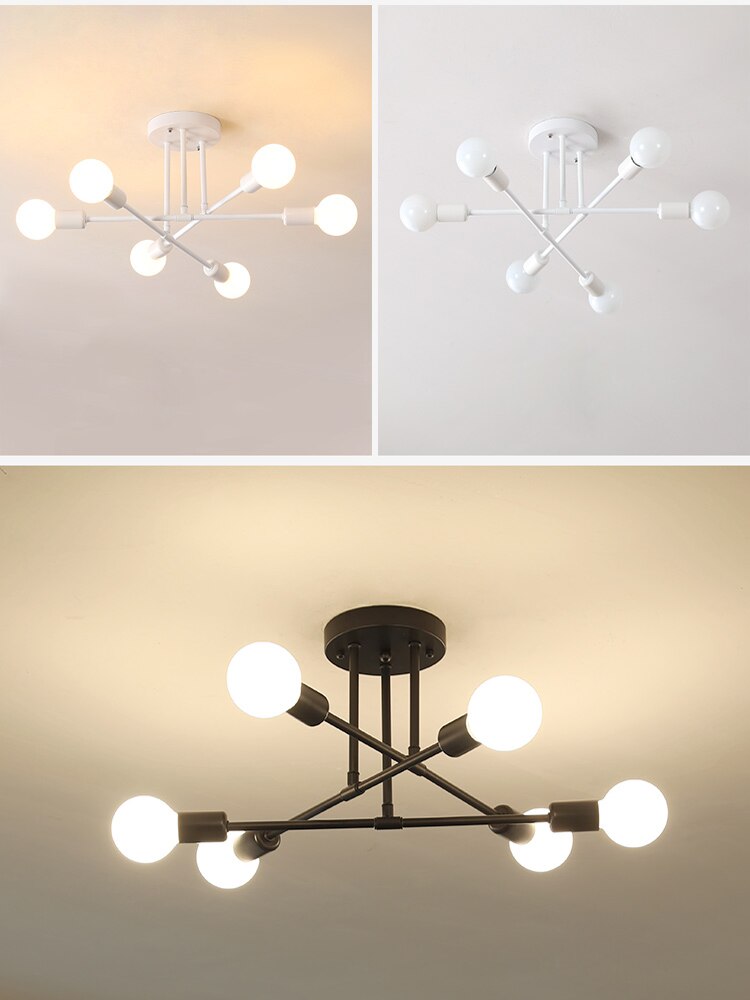 Loftslamper vintage multipel  e27 lampe fod sort/hvid/guld til stue / spisestue / soveværelse led loftslampe