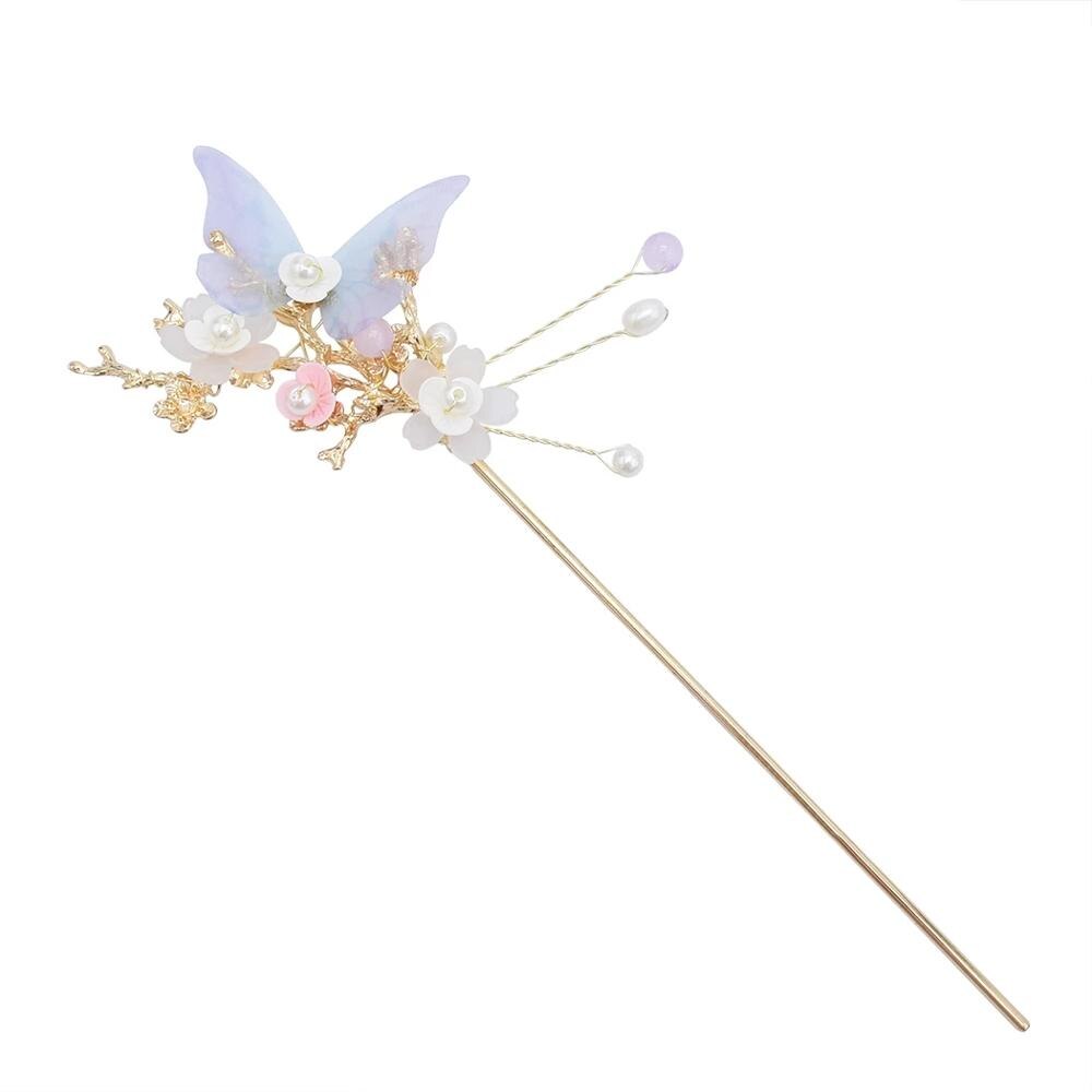 Women Hanfu Pearl Long Tassel Flower Hair Sticks Hairpins Hair Combs Set Chinese Style Bridal Wedding Hair Accessories