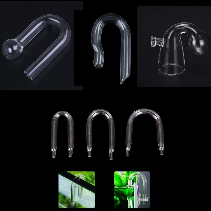 Alta qualidade 4 estilos em forma de u tubo de vidro durável aquário co2 difusor válvula de verificação do tanque de peixes tubo vidro borosilicato 1pc